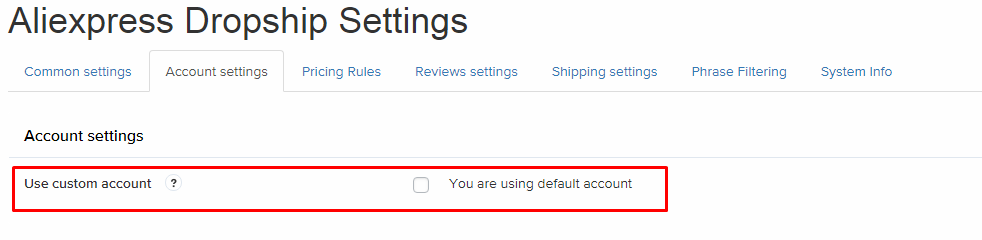 ali2woo account settings