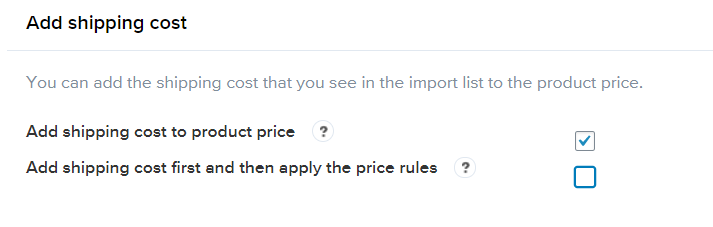 Add shipping cost to price checkbox ali2woo