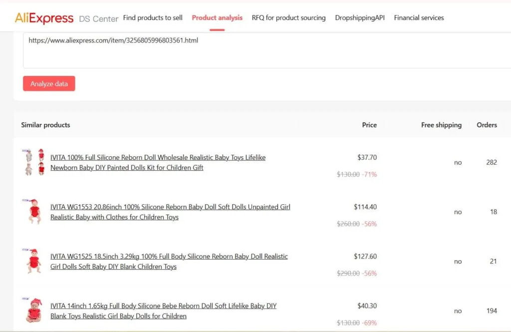 Aliexpress ds center product analys optimized