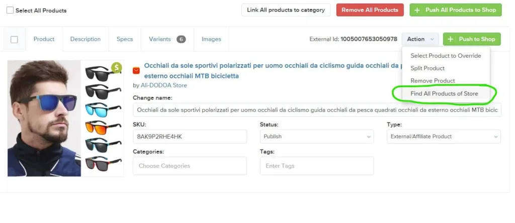 Sunglass supplier all products