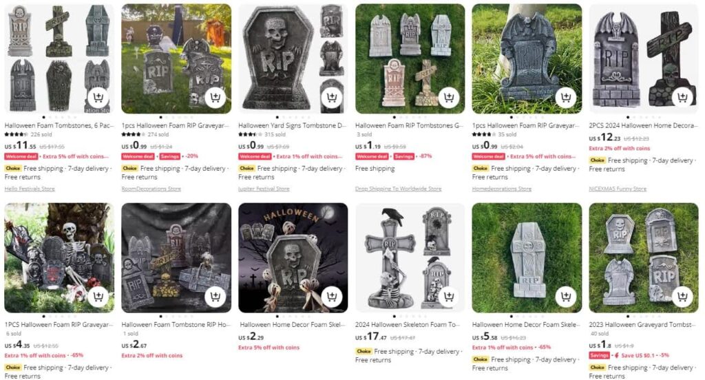 Foam graveyard tombstones