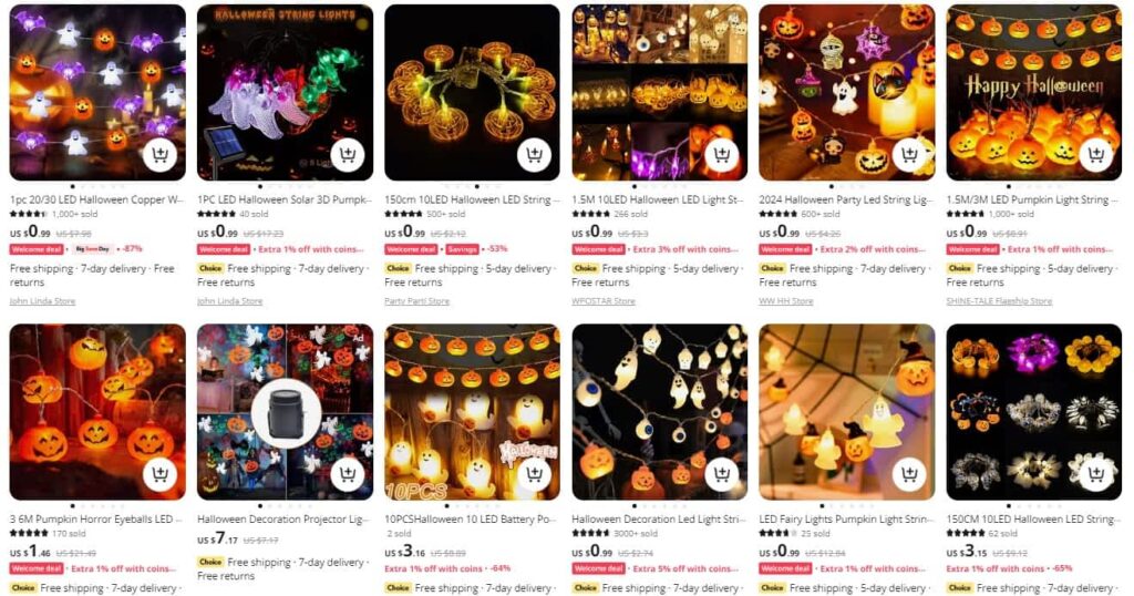 Led pumpkin ghosts string lights