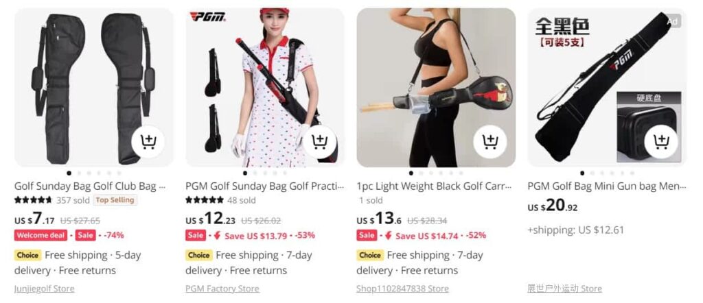 Sunday golf bag dropshipping