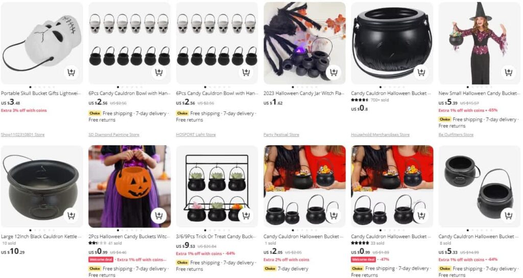 Trick or treat buckets candy bowls