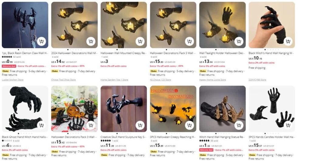 Wall mounted halloween hands