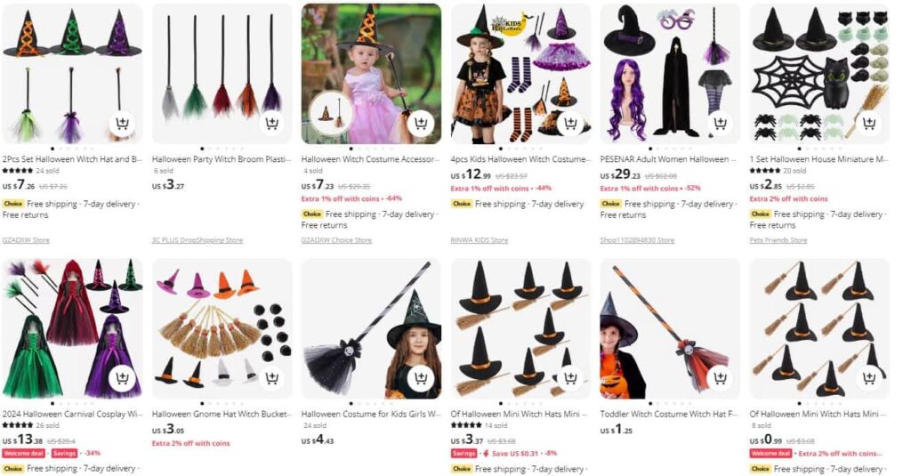 Witch hat broom set
